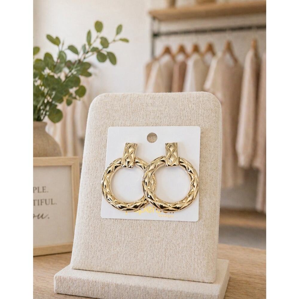 Gold Dipped Gold Door Knocker Earrings New